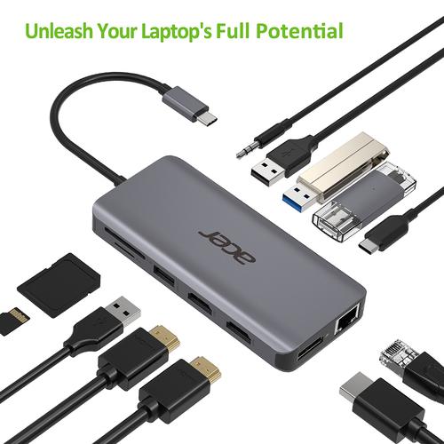 Acer 12-in-1 Type-C Dongle Bedraad USB 3.2 Gen 1 (3.1 Gen 1) Type-C Zilver - Image 2