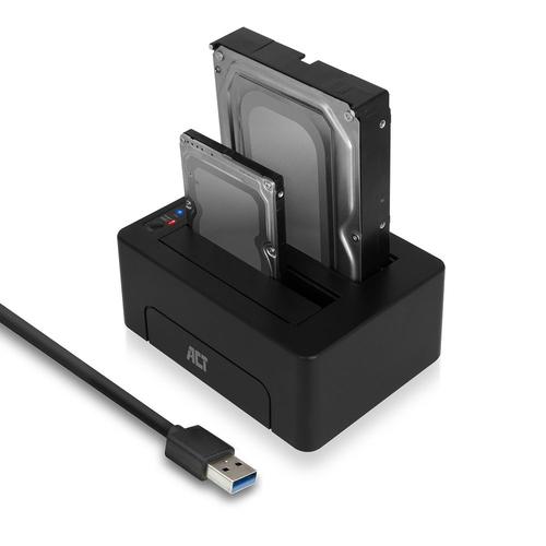 ACT 2,5" en 3,5" SATA dual HDD/SSD dockingstation, USB 3.2 Gen1