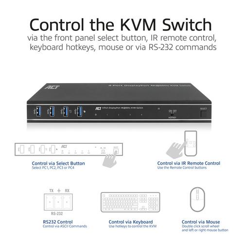 ACT 4-Poorts DisplayPort 4K@60Hz KVM Switch - Image 5