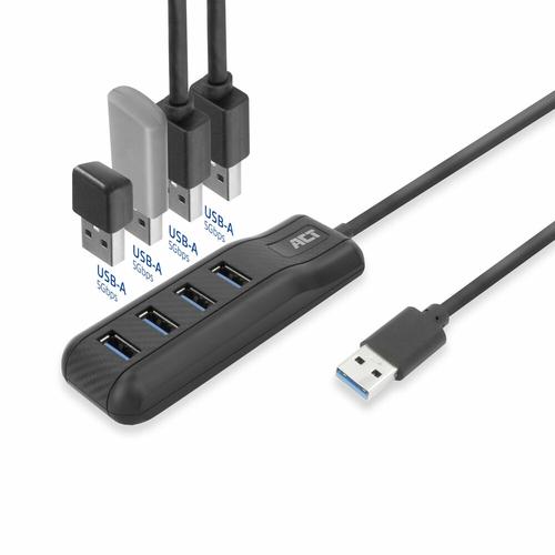 ACT AC6320 interface hub USB 3.2 Gen 1 (3.1 Gen 1) Type-A 5000 Mbit/s Zwart - Image 4