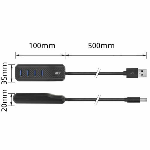 ACT AC6320 interface hub USB 3.2 Gen 1 (3.1 Gen 1) Type-A 5000 Mbit/s Zwart - Image 6