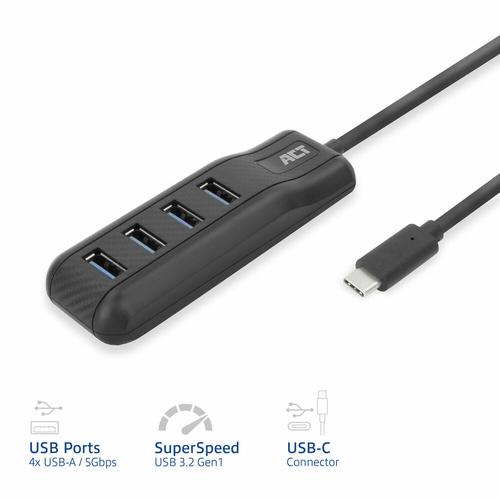 ACT AC6420 interface hub USB 3.2 Gen 1 (3.1 Gen 1) Type-C 5000 Mbit/s Zwart - Image 2