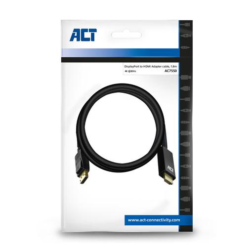 ACT DisplayPort naar HDMI adapterkabel, 1,8 m - Image 4