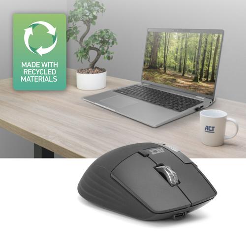 ACT Draadloze multi-connect muis Bluetooth en USB ontvanger, oplaadbaar, 4800 DPI met stille klik, snel scrolwiel en duimscrolwiel, gemaakt van gerecyclede materialen - Image 5