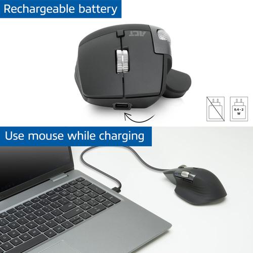 ACT Draadloze multi-connect muis Bluetooth en USB ontvanger, oplaadbaar, 4800 DPI met stille klik, snel scrolwiel en duimscrolwiel, gemaakt van gerecyclede materialen - Image 6