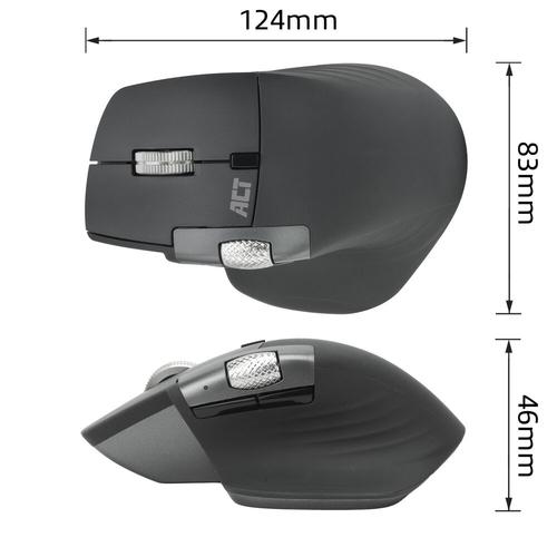 ACT Draadloze multi-connect muis Bluetooth en USB ontvanger, oplaadbaar, 4800 DPI met stille klik, snel scrolwiel en duimscrolwiel, gemaakt van gerecyclede materialen - Image 8