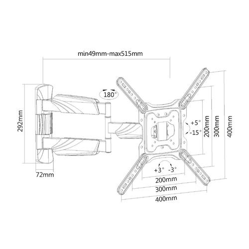 ACT Full motion TV en monitor wandsteun, 23" tot 55", VESA - Image 2