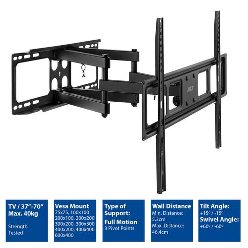 ACT Full motion tv wandsteun, 37" tot 70", VESA - Image 10