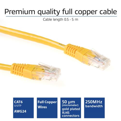 ACT Gele 1,5 meter U/UTP CAT6 patchkabel met RJ45 connectoren - Image 2