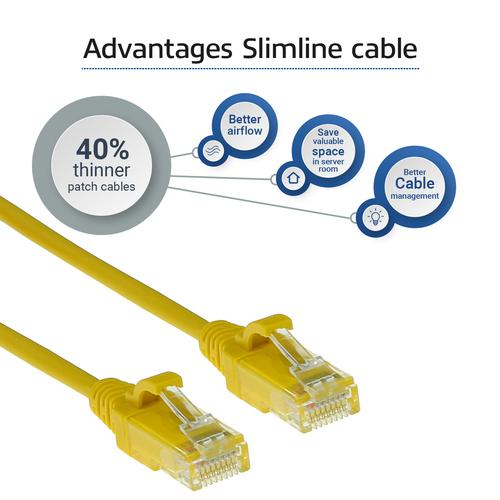 ACT Gele 1 meter LSZH U/UTP CAT6 datacenter slimline patchkabel snagless met RJ45 connectoren - Image 4