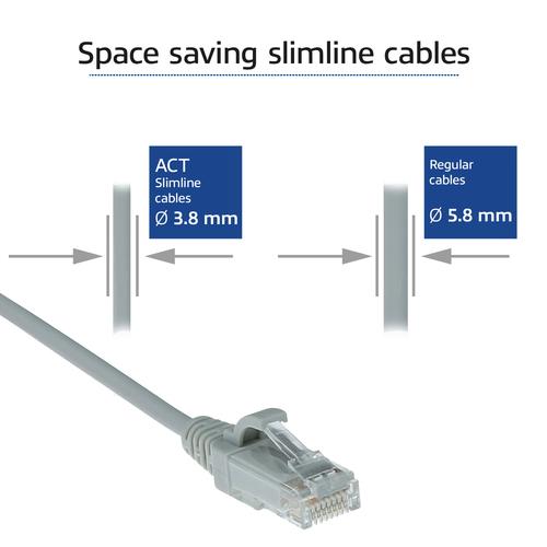 ACT Grijze 5 meter LSZH U/UTP CAT6 datacenter slimline patchkabel snagless met RJ45 connectoren - Image 3
