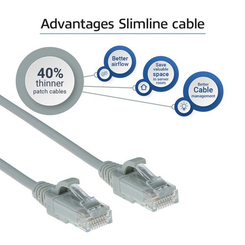 ACT Grijze 5 meter LSZH U/UTP CAT6 datacenter slimline patchkabel snagless met RJ45 connectoren - Image 4