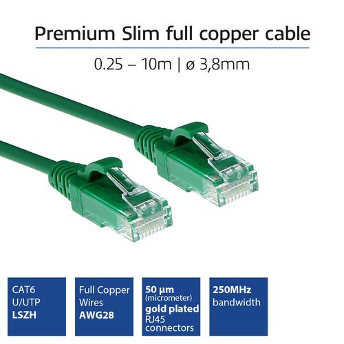 ACT Groene 0.5 meter LSZH U/UTP CAT6 datacenter slimline patchkabel snagless met RJ45 connectoren - Image 2