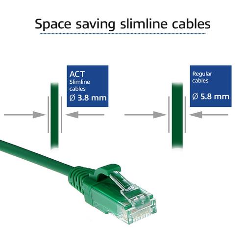 ACT Groene 0.5 meter LSZH U/UTP CAT6 datacenter slimline patchkabel snagless met RJ45 connectoren - Image 3