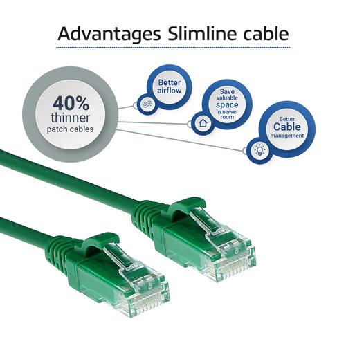 ACT Groene 2 meter LSZH U/UTP CAT6 datacenter slimline patchkabel snagless met RJ45 connectoren - Image 4