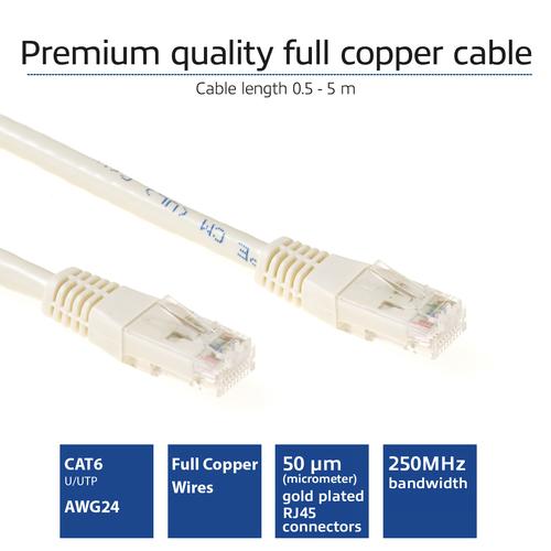 ACT Ivoor 0,5 meter U/UTP CAT6 patchkabel met RJ45 connectoren - Image 2