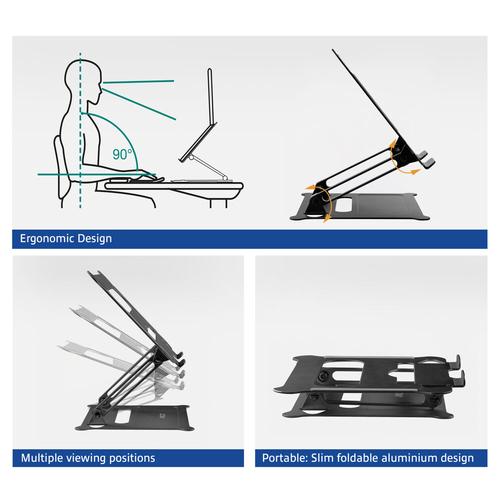 ACT Laptopstandaard, aluminium, inklapbaar, traploos in hoogte verstelbaar - Image 4