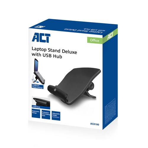 ACT Laptopstandaard, hoogte verstelbaar in 6 standen, 4-poorts hub - Image 6