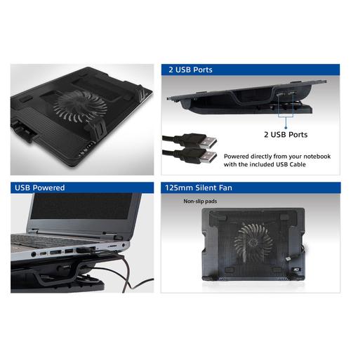 ACT Laptopstandaard, met ventilator, hoogte verstelbaar in 5 standen, 2-poorts hub - Image 4