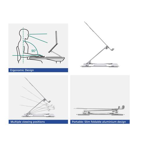 ACT Laptopstandaard aluminium, opvouwbaar, traploos in hoogte verstelbaar - Image 6