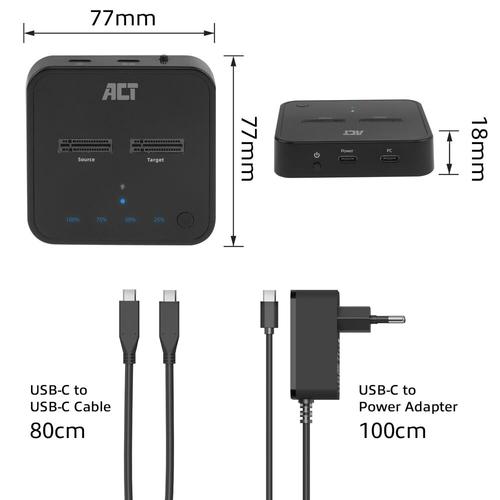 ACT M.2 NVMe/PCIe dual SSD docking clone station, USB-C 3.2 Gen2 - Image 10