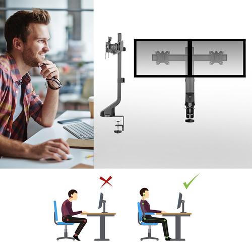 ACT Monitorarm 27" office, crossbar, 2 schermen, eenvoudig in hoogte verstelbaar - Image 5