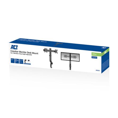 ACT Monitorarm 27" office, crossbar, 2 schermen, eenvoudig in hoogte verstelbaar - Image 8