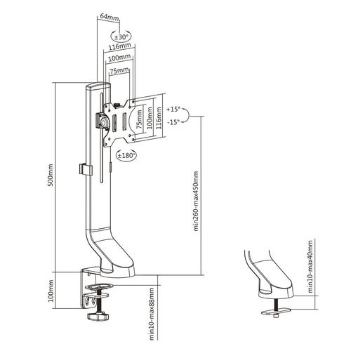 ACT Monitorarm 32" office, 1 scherm, eenvoudig in hoogte verstelbaar - Image 9