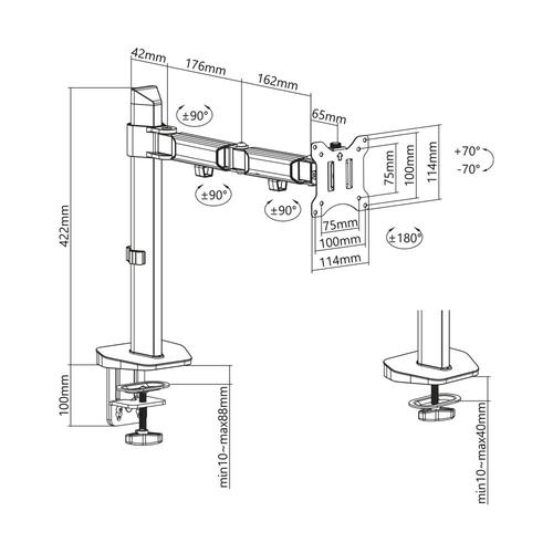 ACT Monitorarm 32" office, 1 scherm, zilver - Image 7