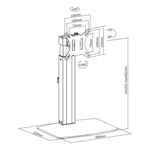 ACT Monitorarm 32" office, op voet met gasveer, 1 scherm - Image 7