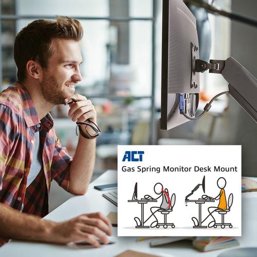ACT Monitorarm 32" office met gasveer, 1 scherm - Image 6