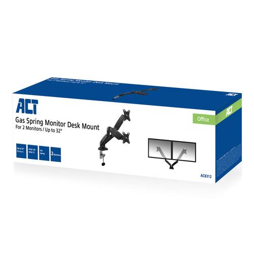 ACT Monitorarm 32" office met gasveer, 2 schermen - Image 5