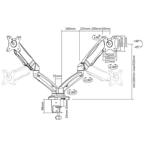 ACT Monitorarm 32" office met gasveer, 2 schermen - Image 9