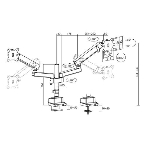 ACT Monitorarm 35" office solid pro, mechanische veer, 2 schermen - Image 8