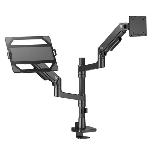 ACT Monitorarm 49" met laptophouder office premium, gasveer, paalbevestiging, 1 scherm - Image 1