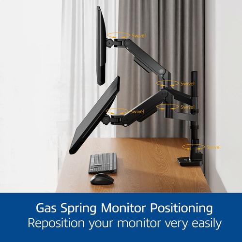 ACT Monitorarm 49" office premium, gasveer, paalbevestiging, 2 schermen - Image 4