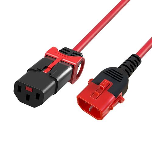 ACT Netsnoer C13 IEC Lock+ - C14 IEC Lock Dual Locking rood 1,5 m, PC3614 - Image 1