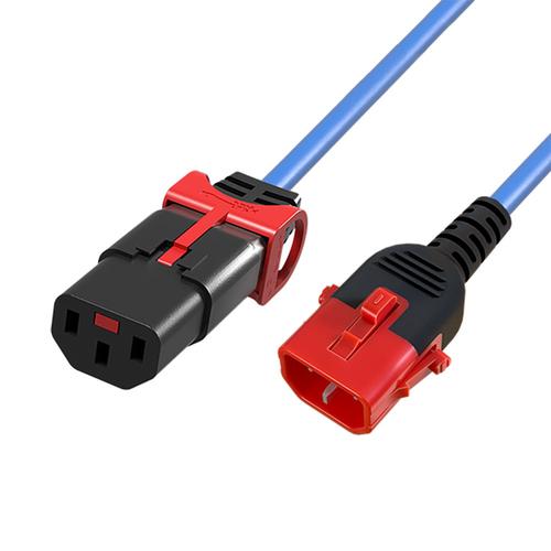 ACT Netsnoer C13 IEC Lock+ - C14 IEC Lock Dual Locking blauw 1 m, PC3619 - Image 1