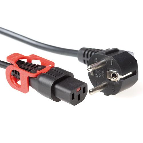 ACT Netsnoer CEE 7/7 male (haaks) - C13 IEC Lock+ zwart 2 m, EL332S - Image 1