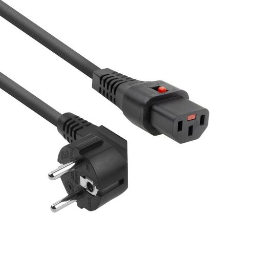 ACT Netsnoer CEE 7/7 male (haaks) - C13 IEC Lock zwart 5 m, EL269S - Image 1