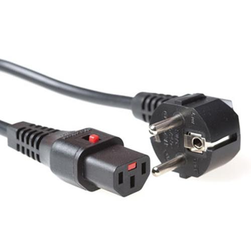ACT Netsnoer CEE 7/7 male (haaks) - C13 IEC Lock zwart 2 m, EL182S - Image 1