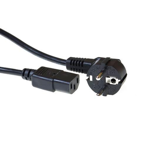 ACT Netsnoer CEE 7/7 male (haaks) - C13 zwart 1 m - Image 1