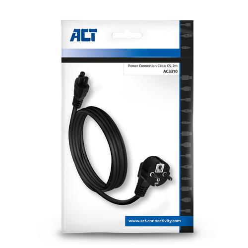 ACT Netsnoer CEE7/7 male (haaks) - C5 zwart 2 m - Image 4