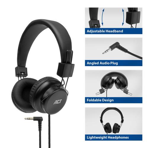 ACT Opvouwbare stereo hoofdtelefoon met 3,5mm audio-aansluiting - Image 3