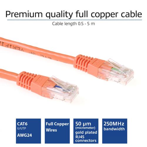ACT Oranje 5 meter U/UTP CAT6 patchkabel met RJ45 connectoren - Image 2