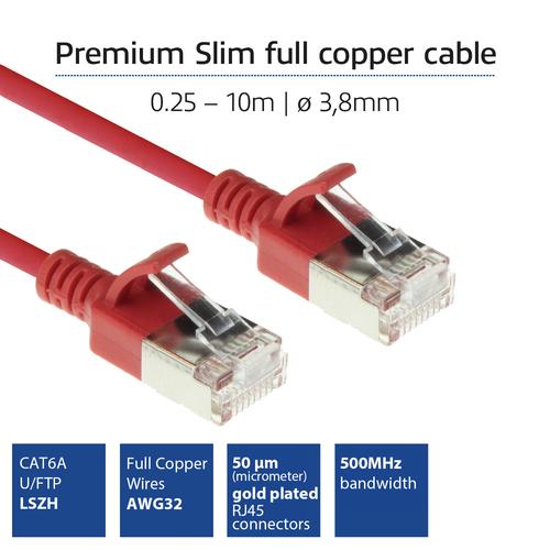ACT Rode 1 meter LSZH U/FTP CAT6A datacenter slimline patchkabel snagless met RJ45 connectoren - Image 2