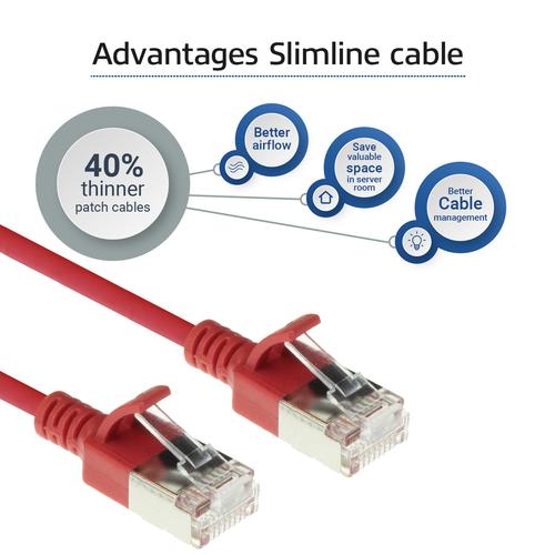 ACT Rode 1 meter LSZH U/FTP CAT6A datacenter slimline patchkabel snagless met RJ45 connectoren - Image 4