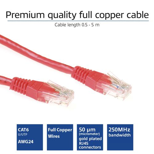 ACT Rode 1 meter U/UTP CAT6 patchkabel met RJ45 connectoren - Image 2