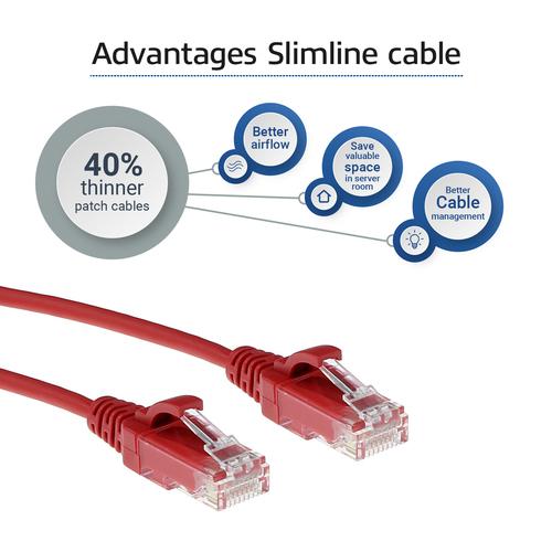 ACT Rode 3 meter LSZH U/UTP CAT6 datacenter slimline patchkabel snagless met RJ45 connectoren - Image 4