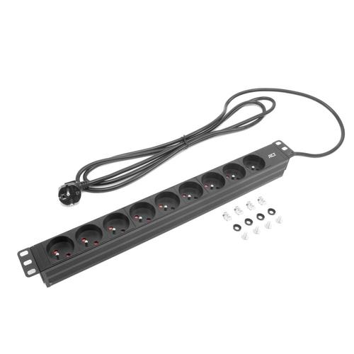 ACT Stekkerdoos PDU 19" CEE7/7 9-voudig type E, 3m H05VV-F 3G1.5 - Image 4